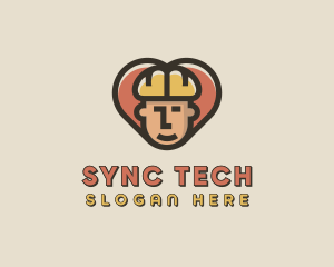 Construction Worker Heart logo design