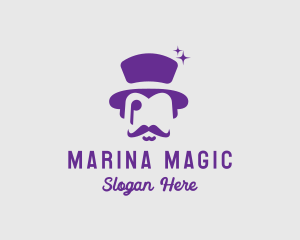 Magician Top Hat Monocle logo design