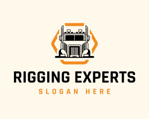 Logistics Truck Hexagon logo design