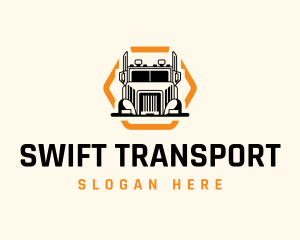 Logistics Truck Hexagon logo design