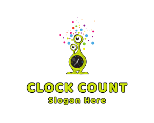 Alien Clock Time logo design