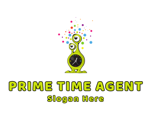 Alien Clock Time logo design