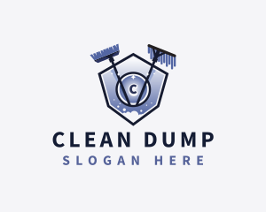 Mop Broom Cleaning logo design