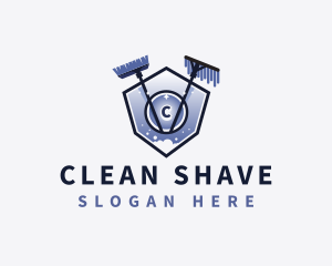 Mop Broom Cleaning logo design