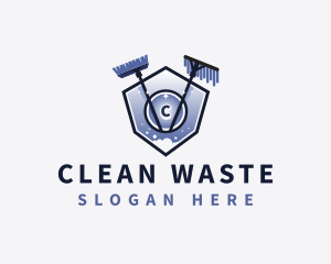 Mop Broom Cleaning logo design