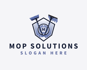 Mop Broom Cleaning logo design