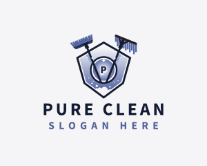 Mop Broom Cleaning logo design