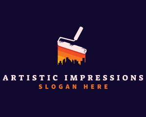 Paint Roller Skyscraper logo design