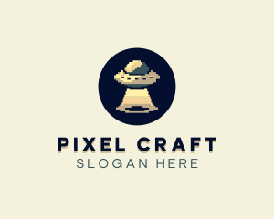 Pixel UFO logo design