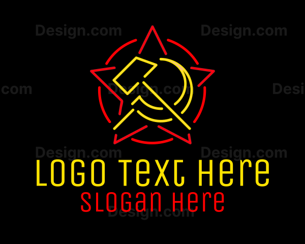 Neon Hammer & Sickle Logo