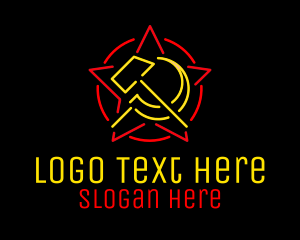 Neon Hammer & Sickle logo