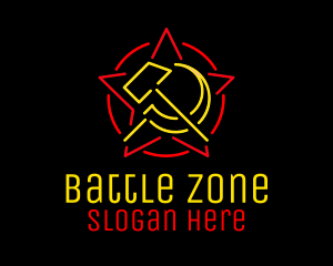 Neon Hammer & Sickle logo design