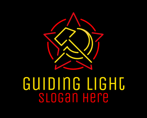 Neon Hammer & Sickle logo design