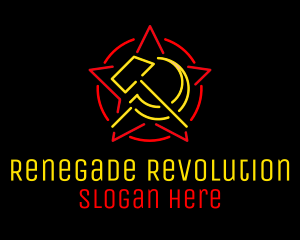 Neon Hammer & Sickle logo design