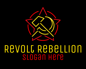 Neon Hammer & Sickle logo design