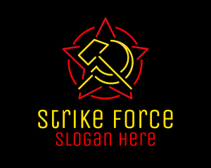 Neon Hammer & Sickle logo