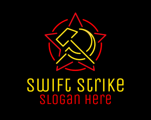 Neon Hammer & Sickle logo