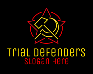 Neon Hammer & Sickle logo design