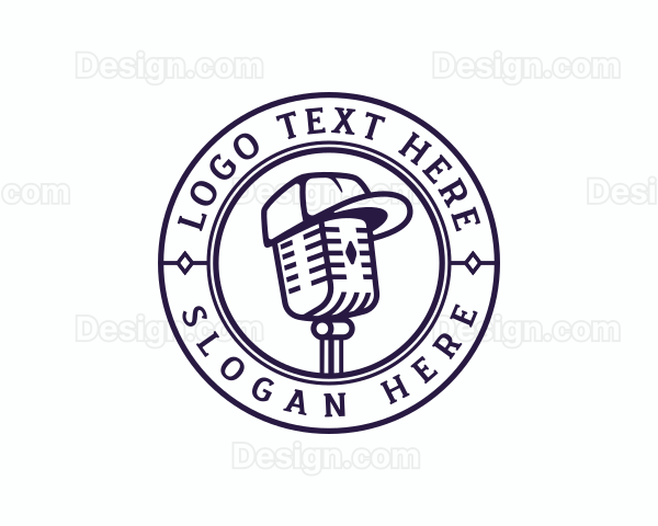 Podcast Microphone Hat Logo