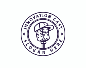 Podcast Microphone Hat logo design