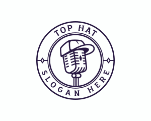 Podcast Microphone Hat logo design