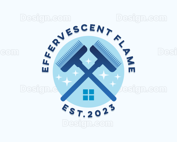 Broom Cleaner Housekeeping Logo