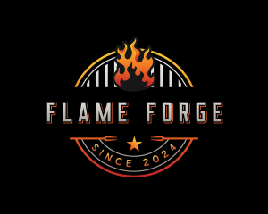 Barbecue Flame Grill logo design