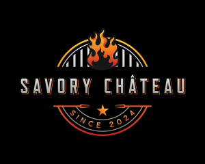 Barbecue Flame Grill logo design