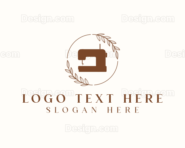 Ornamental Leaf Sewing Machine Logo