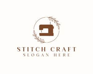 Ornamental Leaf Sewing Machine logo design