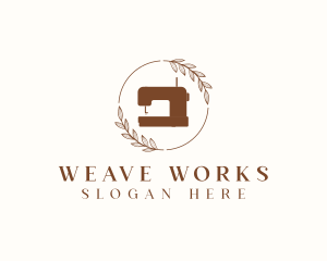 Ornamental Leaf Sewing Machine logo design