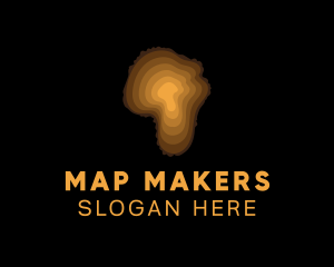 Africa Map Wood Log logo design