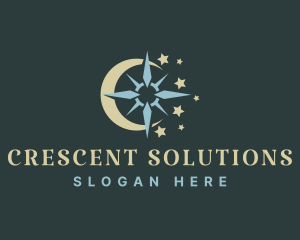 Crescent Moon Compass logo design