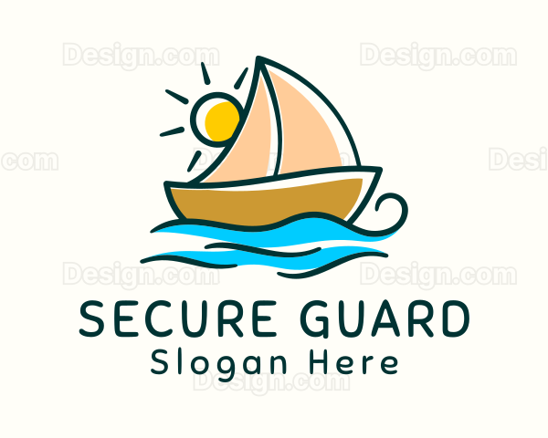 Vacation Sailing Boat Logo