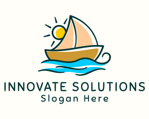 Vacation Sailing Boat Logo