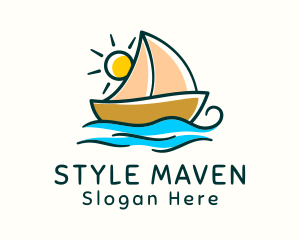 Vacation Sailing Boat logo design