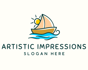 Vacation Sailing Boat logo design