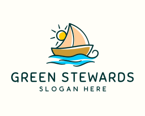 Vacation Sailing Boat logo design