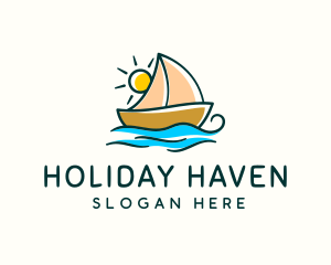 Vacation Sailing Boat logo design