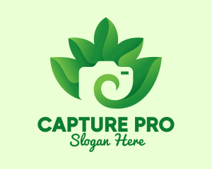 Green Eco Leaves Camera logo design