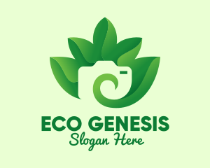 Green Eco Leaves Camera logo design