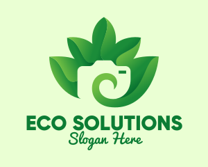 Green Eco Leaves Camera logo design