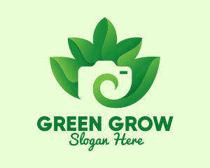 Green Eco Leaves Camera logo design