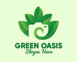 Green Eco Leaves Camera logo design