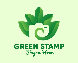 Green Eco Leaves Camera logo design