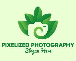 Green Eco Leaves Camera logo design