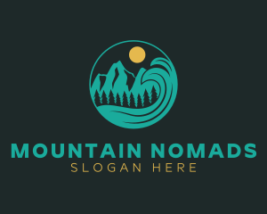 Mountain Sunset Wave logo design