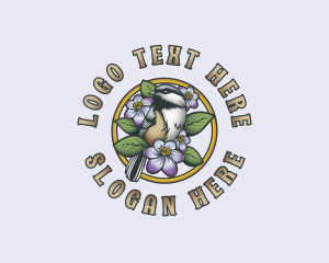 Floral Chickadee Bird logo