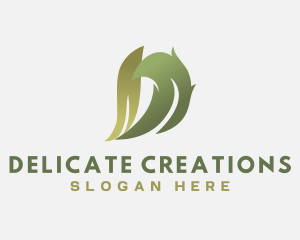 Organic Leaf Letter D logo design