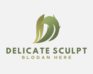 Organic Leaf Letter D logo design